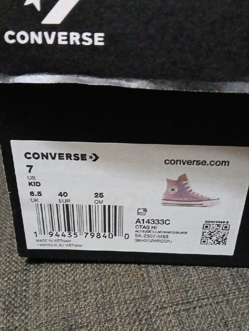 Converse Kids High Top Sneakers in Lilac Pink with White Accents